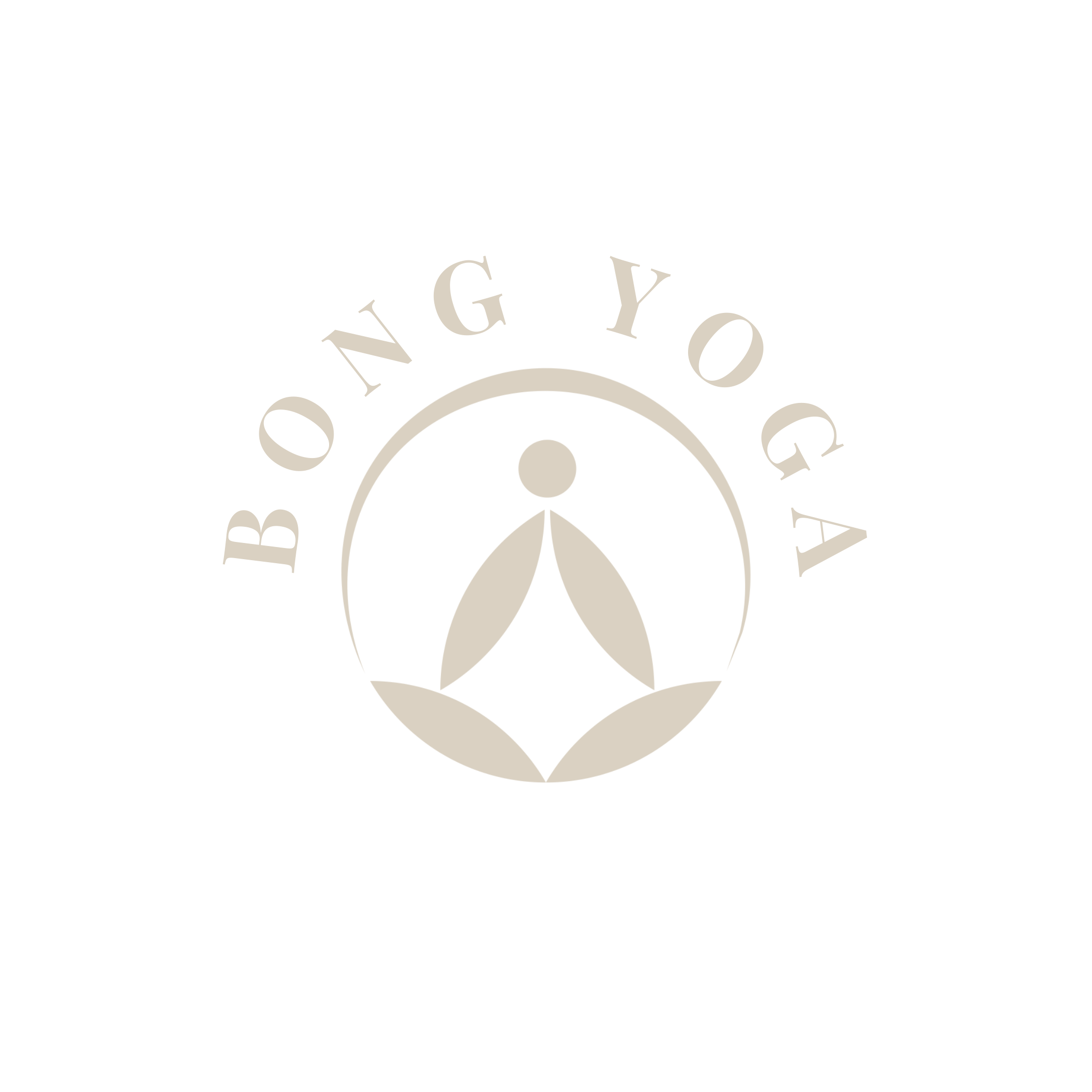 Bong Yoga Studio Logo, in beige and white background